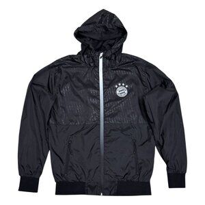 BAYERN MUNICH FC Soccer Football Black Windbreaker Light Jacket Mens Small